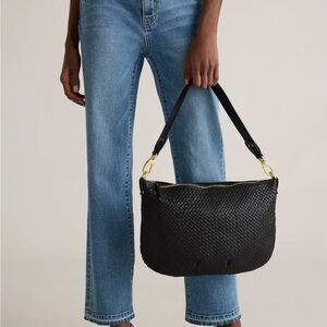 Quince Black Woven Shoulder/Crossbody Large Leather Bag